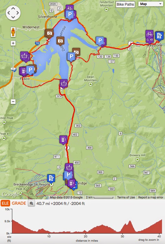 Breckenridge to Lake Dillon bike ride map