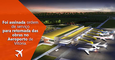 Foi assinada ordem de serviço para retomada das obras no Aeroporto de Vitória.