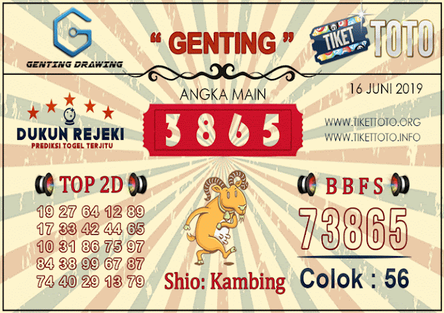 Prediksi Togel GENTING DRAWING TIKETTOTO 16 JUNI 2019