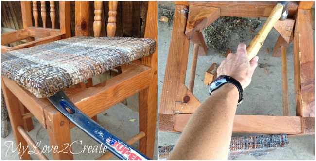 Removing old seats on chairs