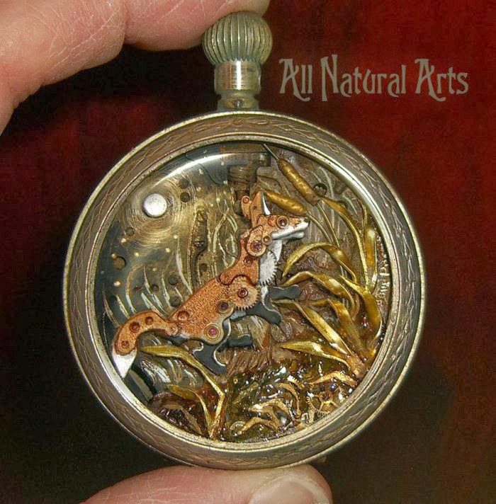 05-Fox-Recycled-Watch-Sculptures-Steampunk-Susan-Beatrice-All-Natural-Arts-www-designstack-co