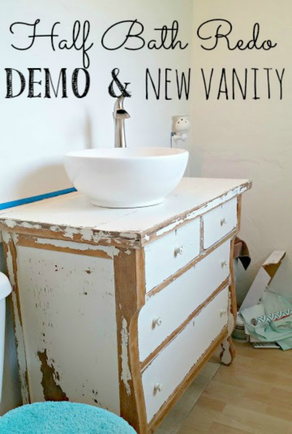 Half Bath Redo Demo & New Vanity! Little Vintage Cottage