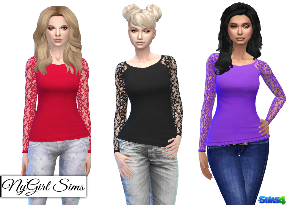 NyGirl Sims 4: Lace Sleeve Sweater