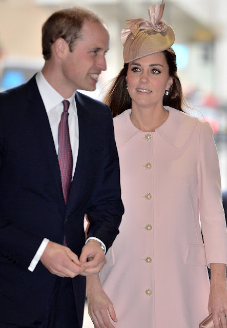  Kate Middleton wore Alexander McQueen Pink Coat Dress, PRADA Raso Clutch, KIKI McDonough Drop Earrings