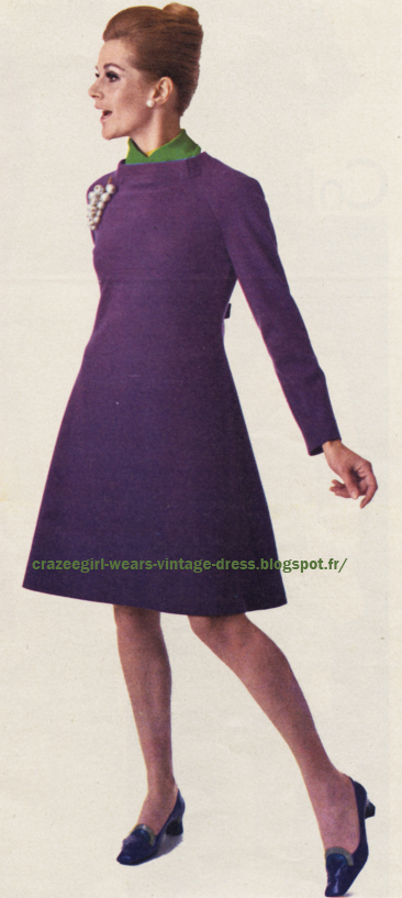 green purple 1966 dress 60s 1960