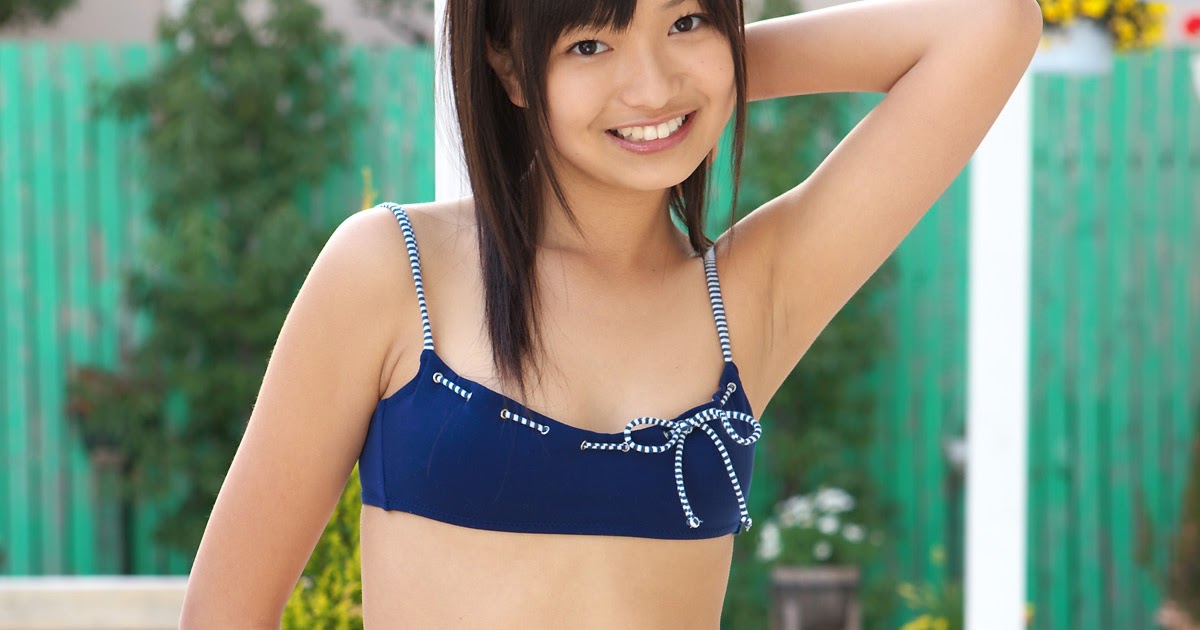 Mayumi Yamanaka Japanese Cute Idol In Sexy Blue Dark Swimsuit Photo Shoot.