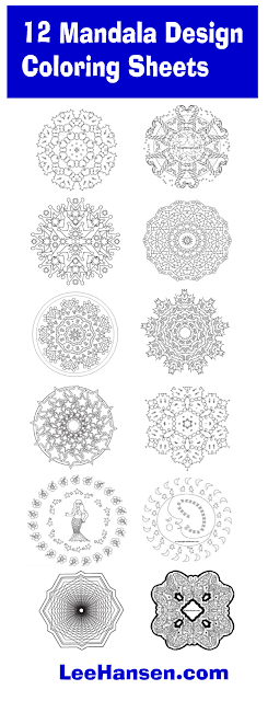  12 Mandala Design Coloring Pages for Adults and Teens