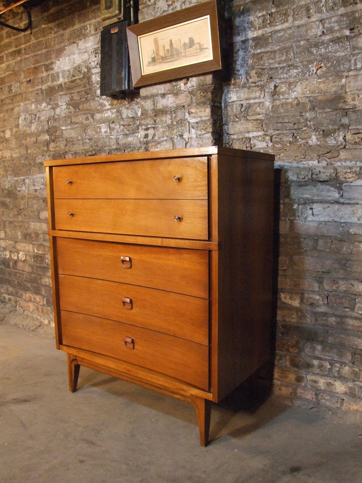Mid Century Chicago Johnson Carper Highboy Dresser