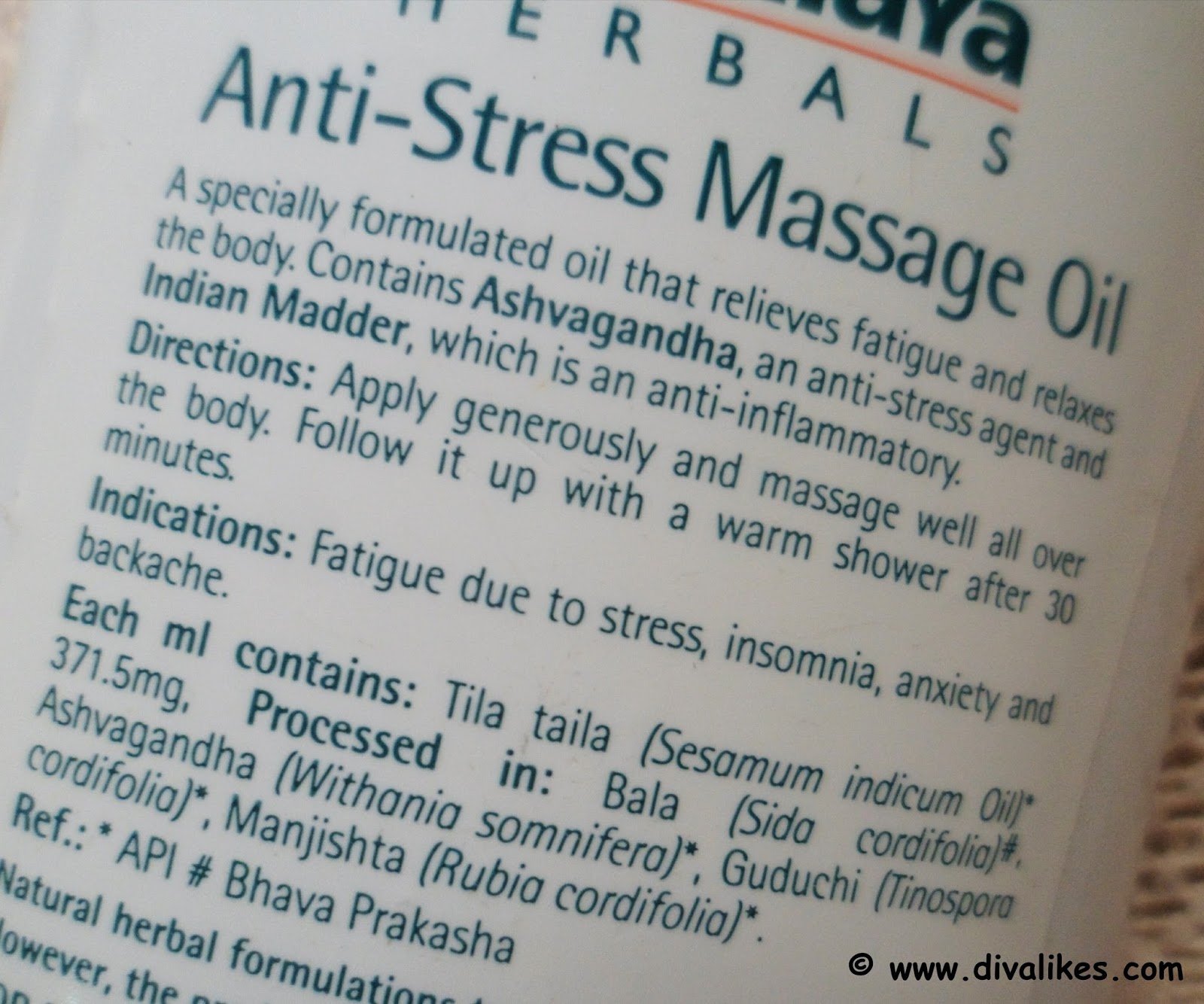 Himalaya Herbals AntiStress Massage Oil Review Diva Likes