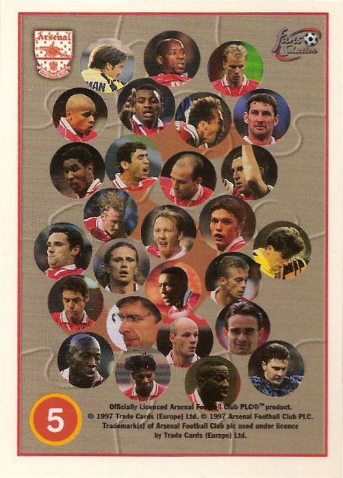 FUTERA ARSENAL FANS SELECTION 1997 EMBOSSED SE CARDS *PLEASE CHOOSE CARDS* 