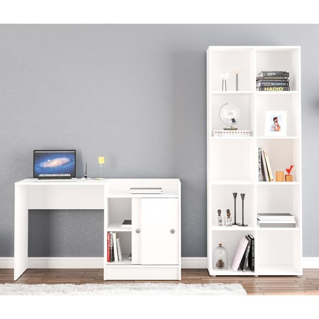 Conj. Mesa e Estante para decorar cantinho de beleza. Blog Achados de Decoração