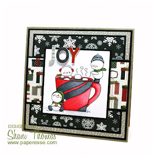 Christmas card featuring 2 Cute Ink Warm Winter Wishes digital stamp, by Paperesse.