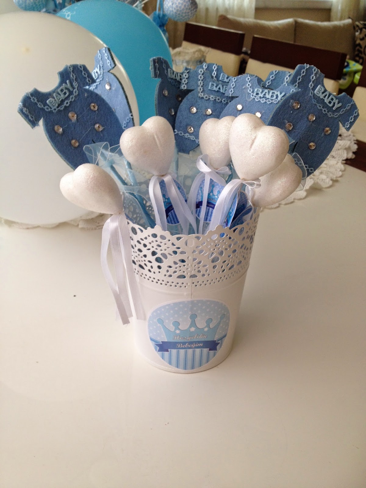 Bebeğim Butik Tasarımlar Tac Temalı Erkek Bebek Doğum Süsleri