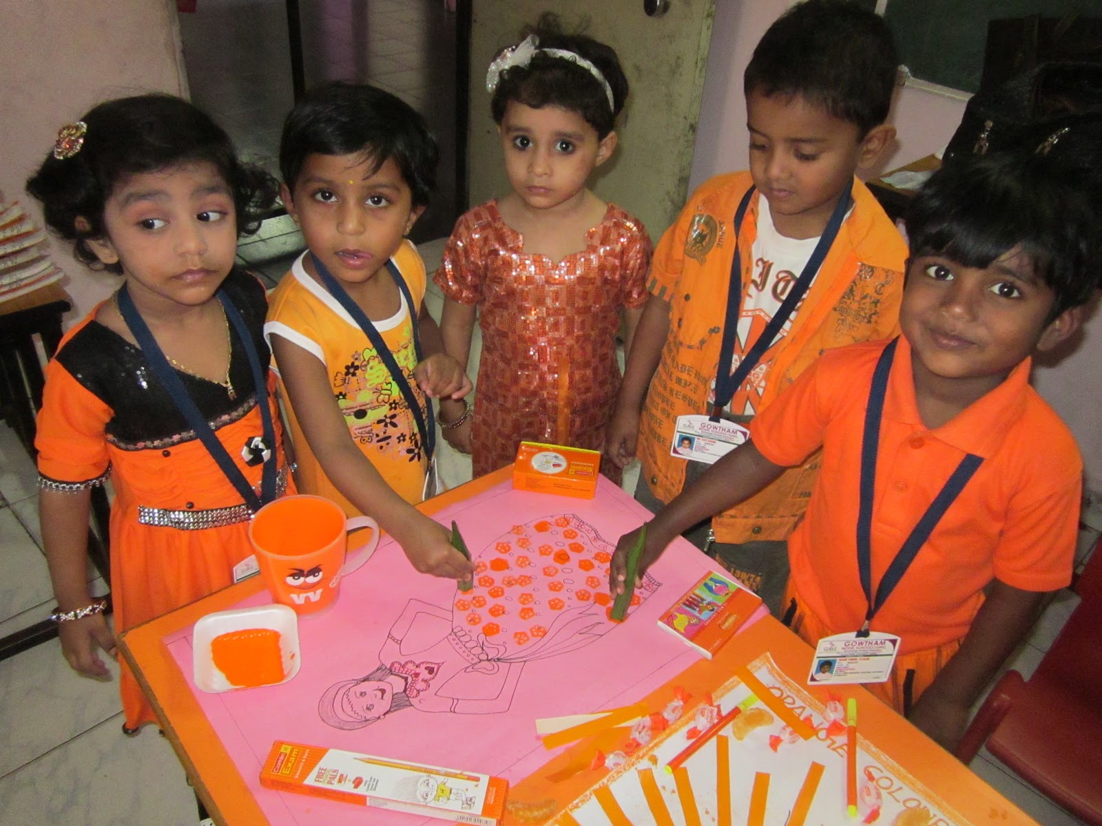Gowtham Model School Santoshnagar Pre Primary Orange Color Day