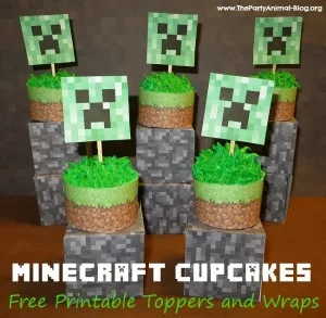 Minecraft: Wrappers y Toppers para Cupcakes para Imprimir Gratis. 