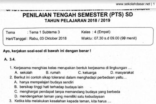 Soal Pkn C1 Kls 4 Ktsp Semester 1