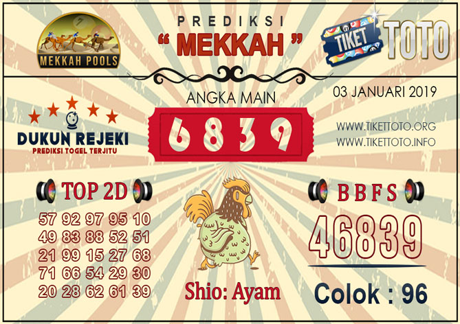Prediksi Togel MEKKAH TIKETTOTO 03 JANUARI 2019
