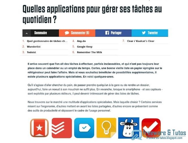 Le site du jour : Comparatif d'applications de gestion de tâches