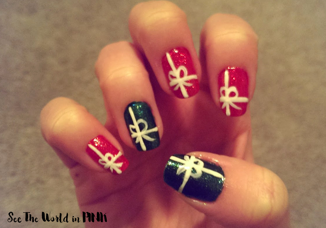 Manicure Monday Christmas Present Nails! See the World in PINK