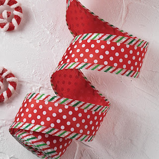 red and white polka dot wired craft ribbon