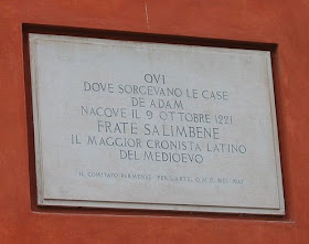 A plaque marks the house in Parma where Salimbene lived as a young man