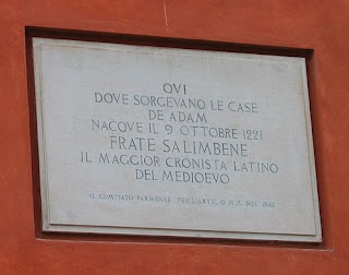 A plaque marks the house in Parma where Salimbene lived as a young man