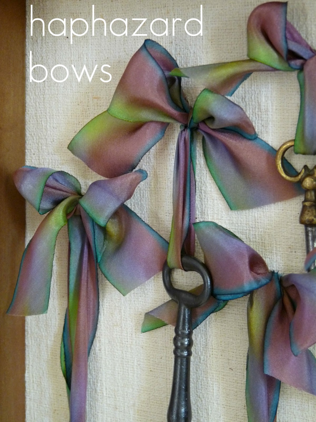 Use bows to display and hang vintage objects