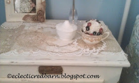 Eclectic Red Barn: Button Ball Tea Cup on side table