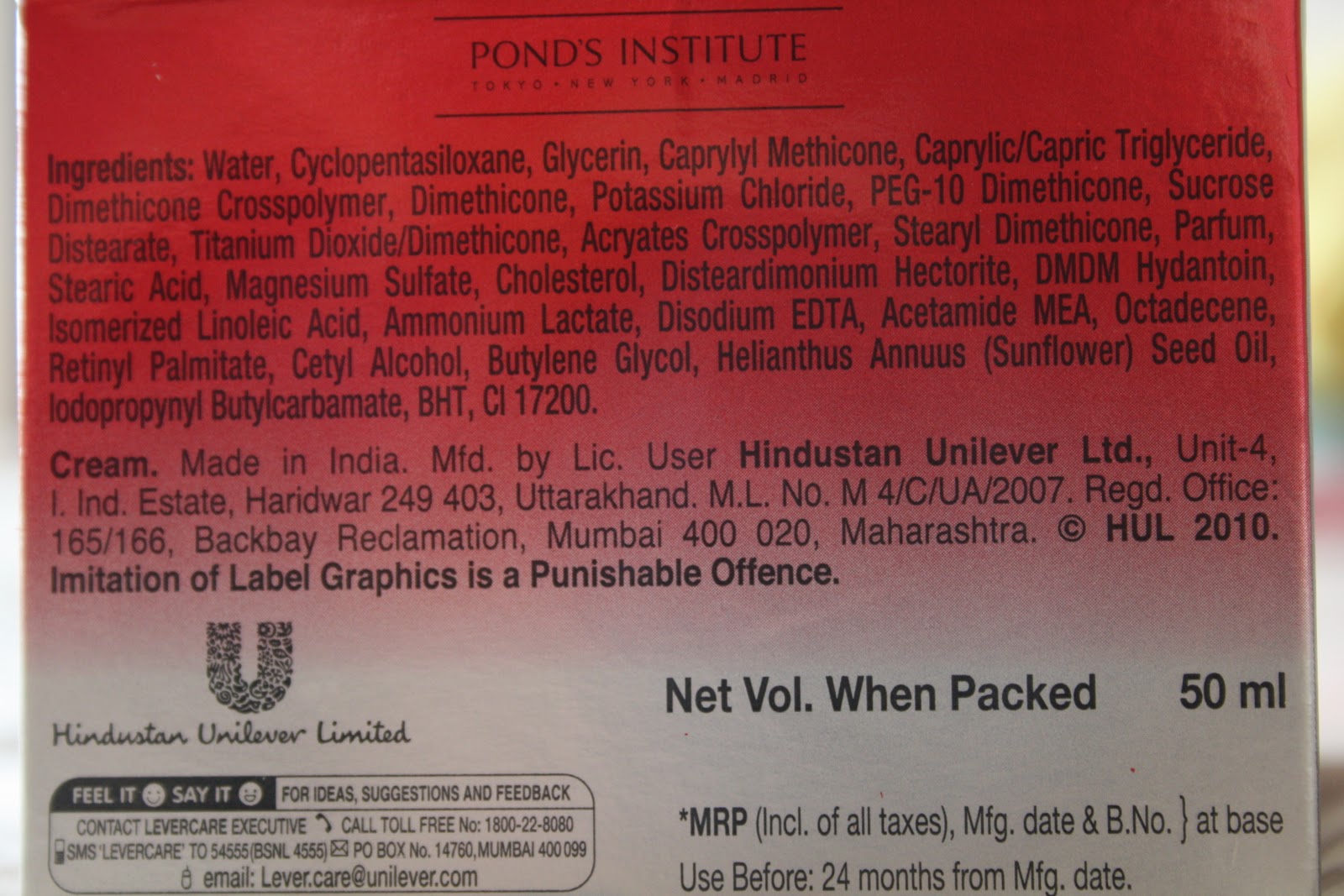 ponds age miracle ingredients