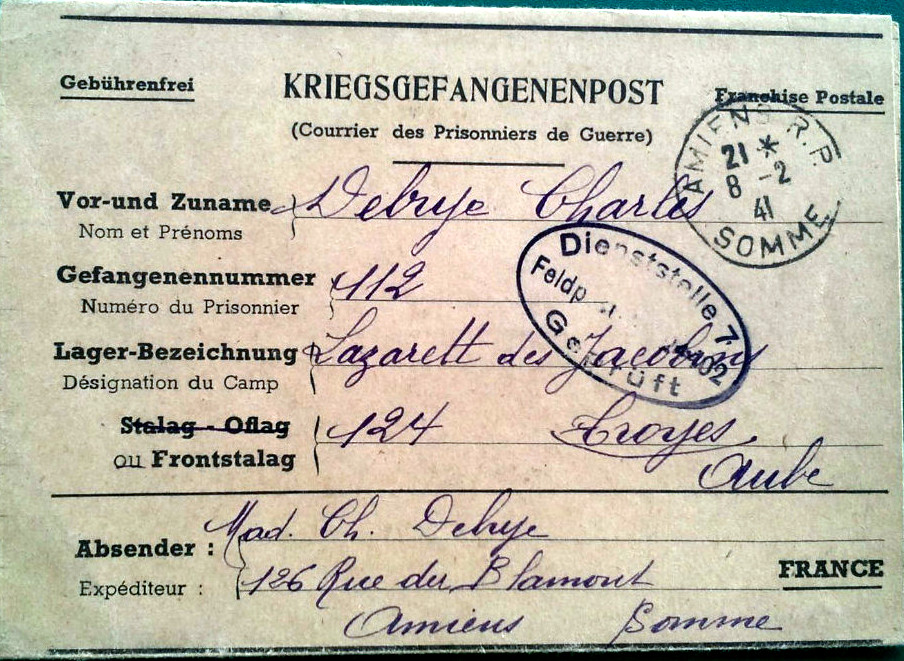 JRF TROYES FRONTSTALAG 124 en 1940 Camp de détention (gefangenenlager)