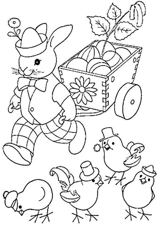 Tranh tô màu con thỏ trên nông trại