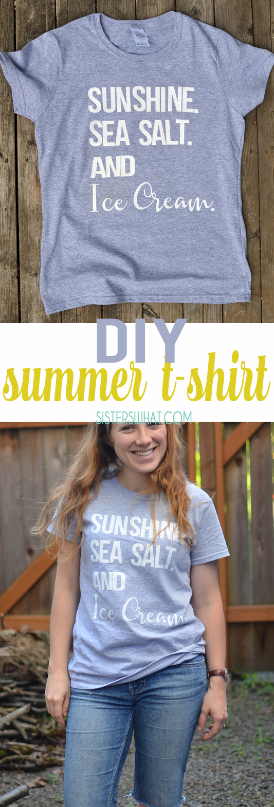 the perfect summer t - make your own summer t shirt using heat transfer vinyl letters (no cutting machine needed). Perfect beach shirt 
