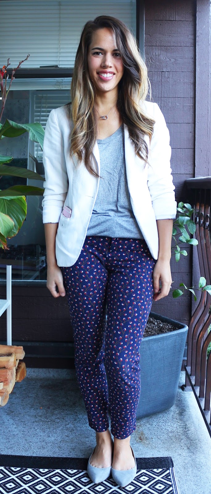 Jules in Flats September Outfit - H&M Blazer, Old Navy Pixie Pants