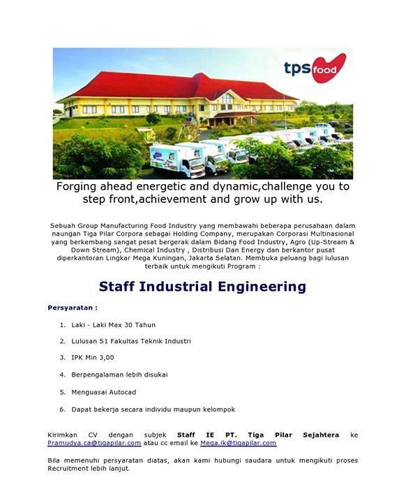 Lowongan Kerja Jakarta Selatan Staff Sipil dan Staff Industrial Engineering 