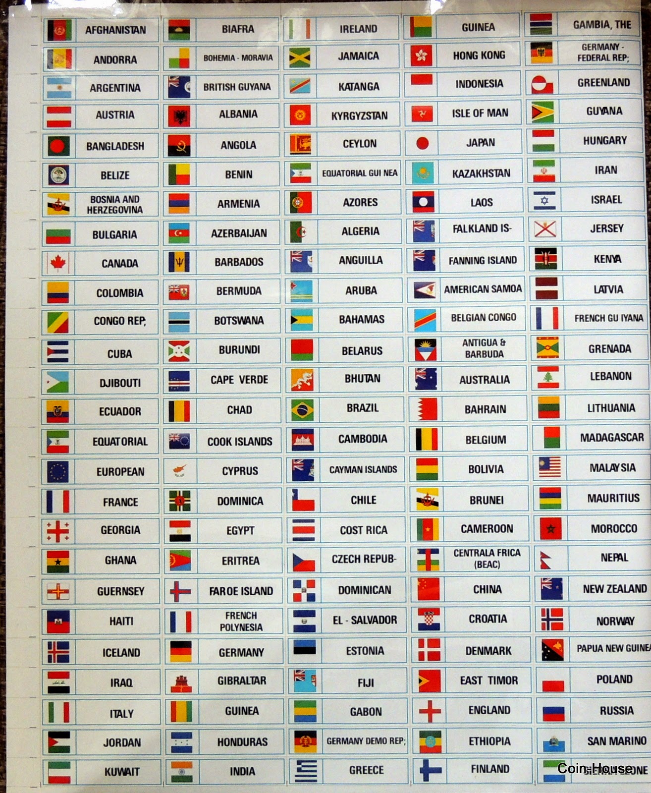 CoinHouse Self Adhesive Multicolour Stickers for World Coins, With Flag Pictures!