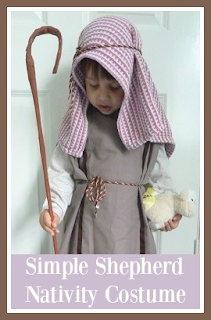 Shepherd's costume from a pillowcase for Nativity play