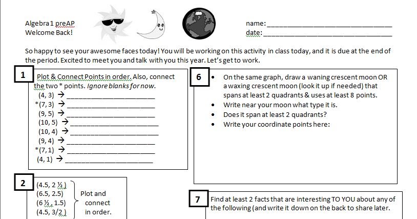 Math Teacher Mambo: Algebra 1 Eclipse Day 1 Activity