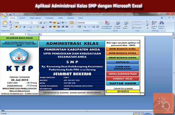 Aplikasi Administrasi Kelas SMP dengan Microsoft Excel