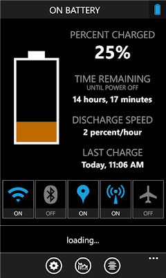 تطبيق مجاني لإدارة والحفاظ علي وإطالة عمر البطارية لويندوز فون ونوكيا لوميا Battery for Windows Phone-xap-2-2-0