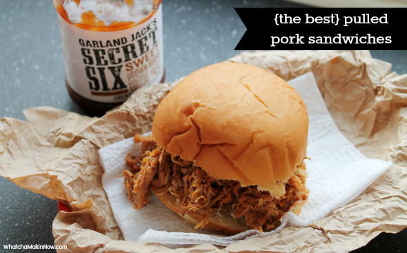 the BEST pulled pork sandwiches! 3 ingredients, 12 hours, and some BBQ and you'll have a happy crowd! 
