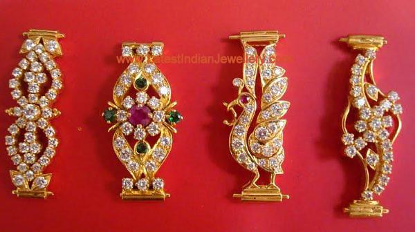 Latest Gold Mugappu/Mopu Designs studded with CZs and Gemstones