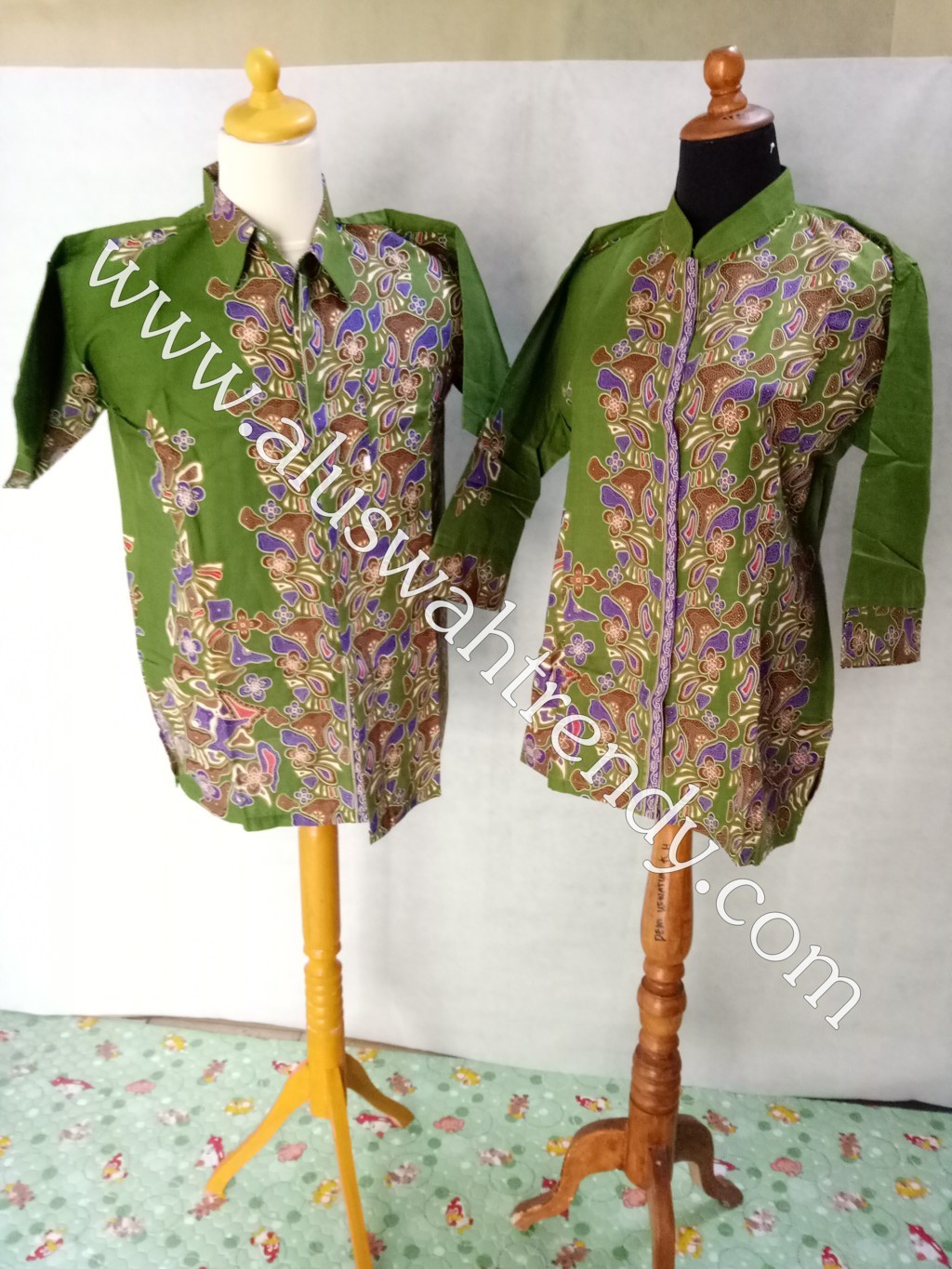 Batik Sarimbit 012 Kemeja Blus Hijau Alam