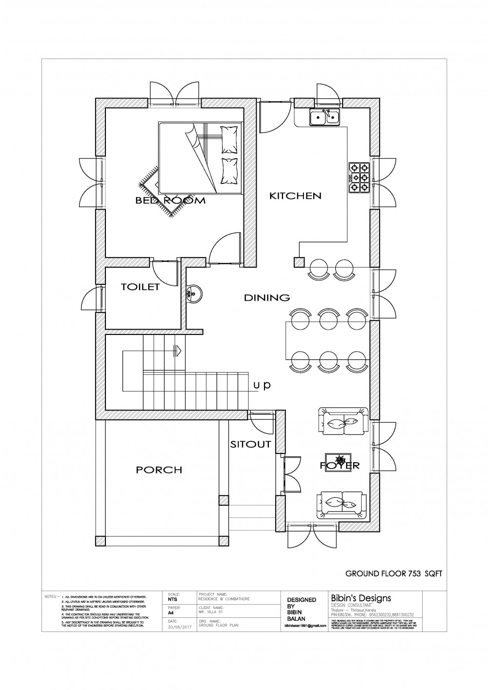 Free Kerala  1131 sq ft 2  Bedroom  Simple House  Plan 