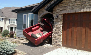 only in texas truck misses garage funny fail