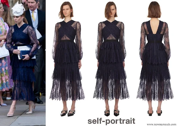 Princess Beatrice wore Self-Portrait cross front fine lace midi dress