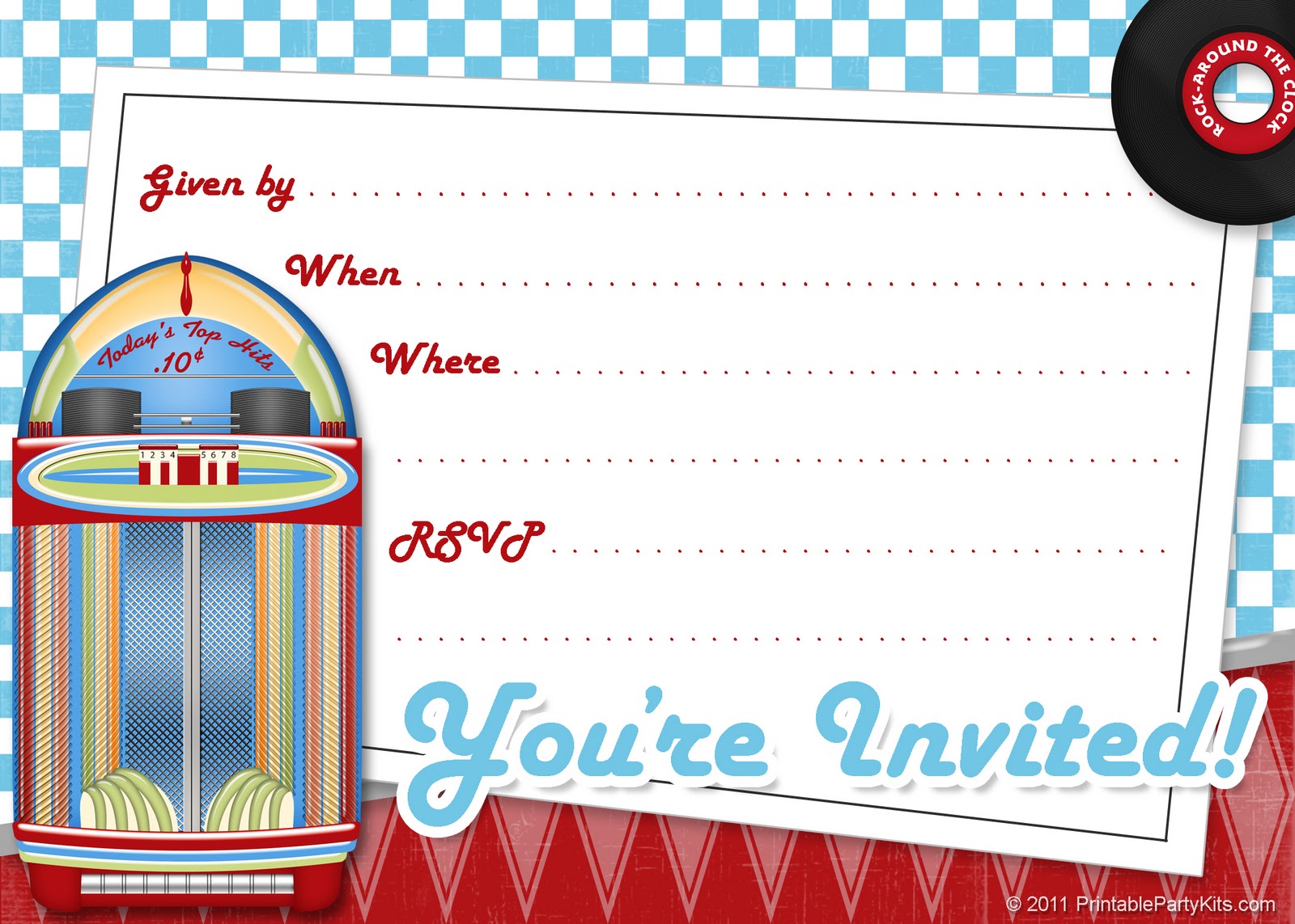 Free Printable 50 S Party Invitation Template Free Printable Templates