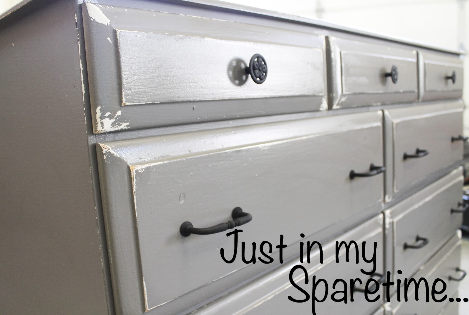 Just In My Spare Time Refinished Gray 9 Drawer Dresser SOLD