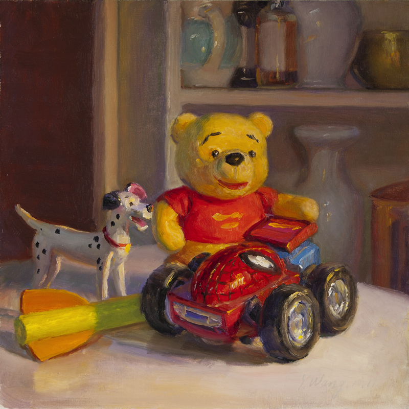 DAILY PAINTERS MARKETPLACE still life with kid's toys 8x8