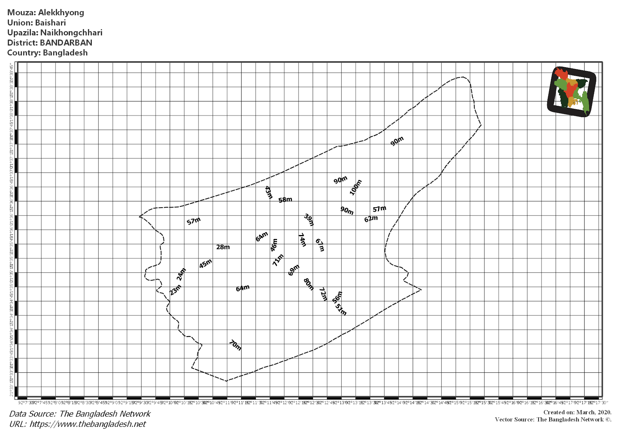 Map of Alekkhyong Mouza of Naikhongchhari Upazila, BANDARBAN Map of Alekkhyong Mouza of Naikhongchhari Upazila, BANDARBAN, Bangladesh.