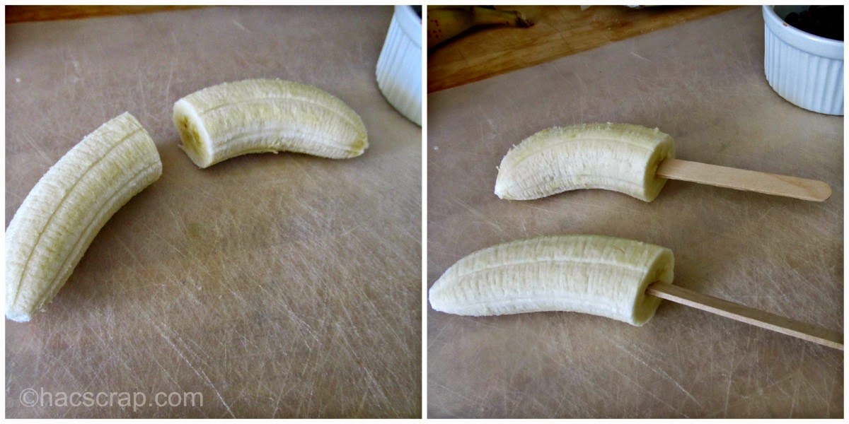 Preparing the Bananas for Frozen Chocolate Covered Bananas